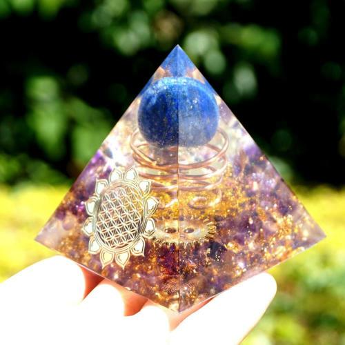 Accessories | #153 – Handmade Amethyst & Lapis Lazuli ‘Flower of Life ‘DEFLECT NEGATIVITY’ ORGONITE Pyramid Accessories Accessories