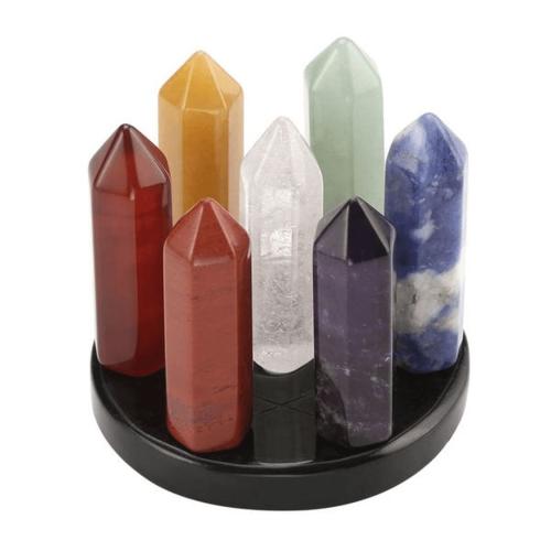 Accessories | 7 Hexagonal Chakra Point Stones on Seven-Star Obsidian Matrix Accessories Accessories