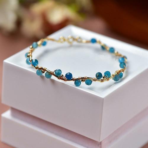 Bracelets | 14K Gold Plated Bracelet with Natural Apatite Beads Bracelets Bracelets