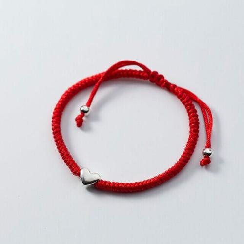 Bracelets | Cute Sterling Silver Heart Red Rope Bracelet Bracelets Bracelets