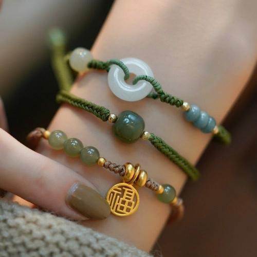 Bracelets | Lucky Jade with Woven ‘No Adversity’ Rope Bracelet Bracelets Bracelets