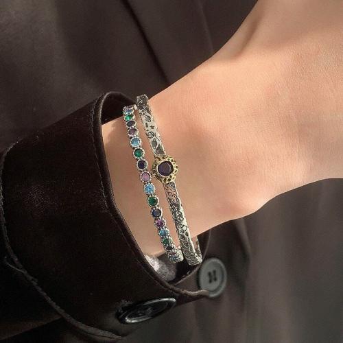 Bracelets | Multi Colored Thai Silver Zirconia Bangle Bracelets Bracelets