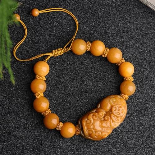 Bracelets | Natural Yellow Jade Pixiu ‘SELF-CONFIDENCE’ Rope Bracelet Bracelets Bracelets