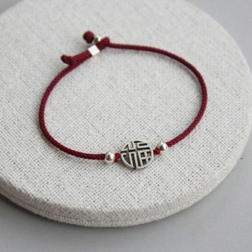 Bracelets | Red Rope & Silver ‘INVITE LUCK’-Simple Fu symbol Bracelet Bracelets Bracelets