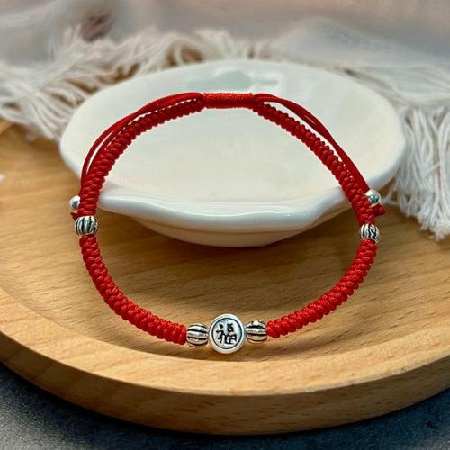 Bracelets | Red Rope & Silver Lucky ‘Fu’ Symbol Bracelet Bracelets Bracelets