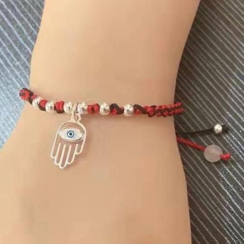 Bracelets | Sterling Silver Hamsa Hand ‘Nazar Eye’ Red & Black Rope Bracelet Bracelets Bracelets