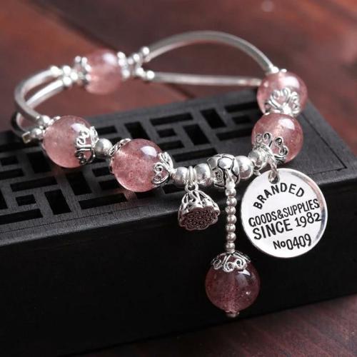 Bracelets | Thai Silver Strawberry Quartz & Lotus PASSION Bracelet Bracelets Bracelets