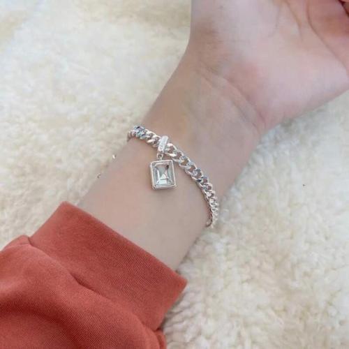 Bracelets | Thai Silver & White Zirconia Cuban Link Bracelet Bracelets Bracelets