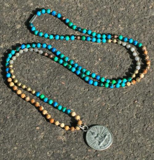 Buddha Lovers | Ancient Style Thai BUDDHA AMULET ,Chrysocolla & Jasper ‘ HARMONY ‘ Necklace Shop Buddha Lovers