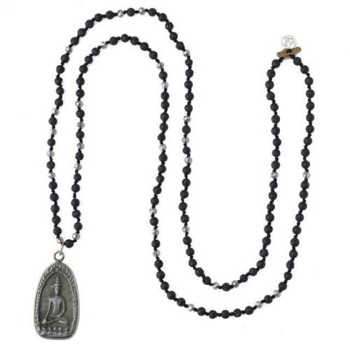 Buddha Lovers | Ancient Style Thai Buddha & LAVA STONE Amulet Pendant GROUNDING Necklace Buddha Lovers Buddha Lovers