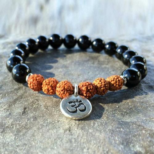 Buddha Lovers | Black Agate Himalayan Rudraksha Seed Bracelet Buddha Lovers Buddha Lovers