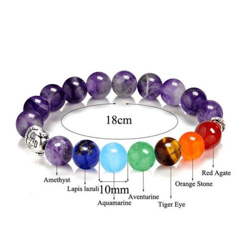 Buddha Lovers | Gorgeous 10mm Semi-Precious Stone 7 Chakra Bracelet with Buddha Charm Buddha Lovers Buddha Lovers