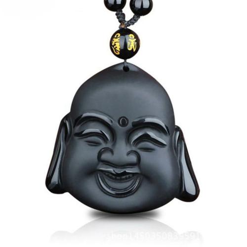 Buddha Lovers | Laughing Buddha Obsidian Pendant Necklace Buddha Lovers Buddha Lovers