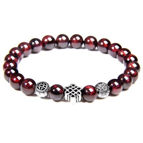 Buddha Lovers | Natural Garnet Stone & Eternal Knot/Lotus SINCERITY Bracelet Buddha Lovers Buddha Lovers