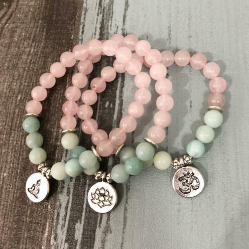 Buddha Lovers | Rose Quartz & Amazonite EMOTIONAL HEALING Natural Stone Charm Bracelet Buddha Lovers Buddha Lovers