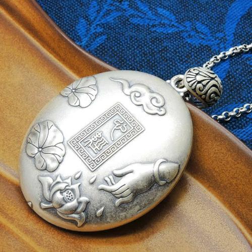 Buddha Lovers | Thai Silver Gautama Buddha Lotus ‘Tibetan Mantra’ Pendant Necklace Buddha Lovers Buddha Lovers