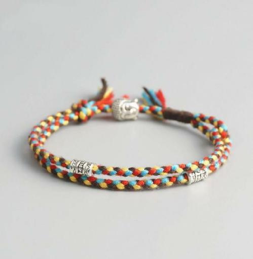 Buddha Lovers | Tibetan Buddhist Rope Bracelet/Anklet with BUDDHA & Accents Buddha Lovers Buddha Lovers