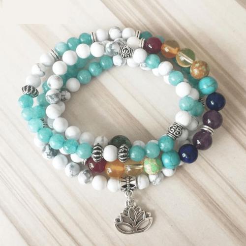 Chakra | 7 Chakra Natural Stone CALMING 108 Mala Wrap Bracelet Chakra Chakra