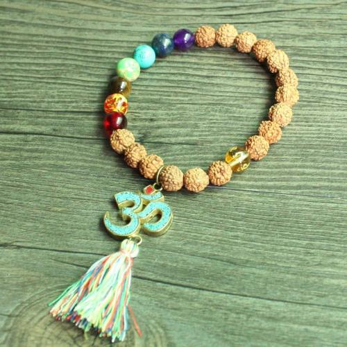 Chakra | 7 Chakra & Rudraksha Bead Tibetan Om Charm Bracelet Chakra Chakra