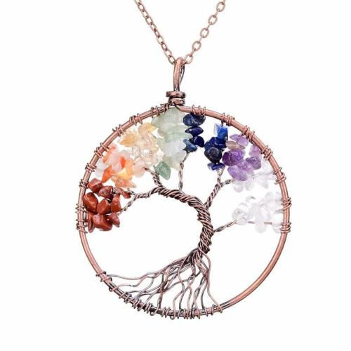 Chakra | 7 Chakra Tree Of Life Copper Pendant Necklace Chakra Chakra