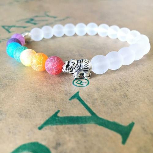 Chakra | 7 Chakra & White Quartz Elephant Charm Vitality Bracelet Chakra Chakra