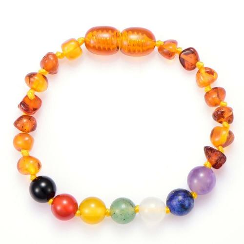 Chakra | Baltic Amber Bracelet/Anklet with Chakra Stones -for Baby & Adult Chakra Chakra