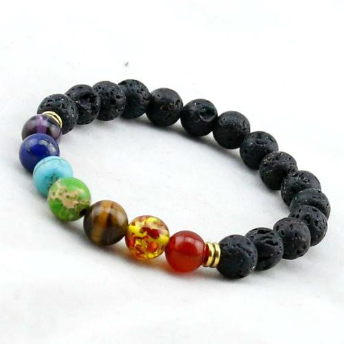 Chakra | Black Lava & 7 Chakra Stone Aromatherapy Healing Bracelet Aromatherapy Aromatherapy