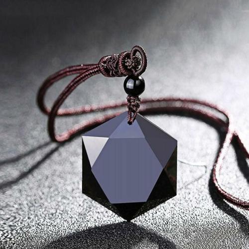 Chakra | Black Obsidian Cubic Hexagram NO NEGATIVITY Pendant Necklace Chakra Chakra