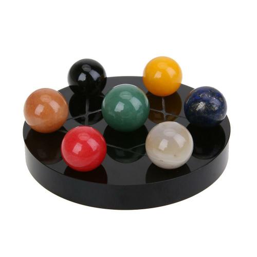 Chakra | Natural Healing 7 Chakra Stones on Seven-Star Obsidian Matrix Accessories Accessories