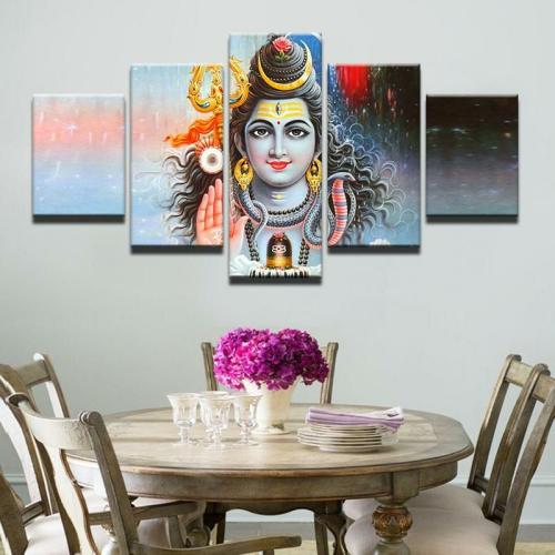 Hindu Products | Attractive 5 Pc Canvas Panel Painting-perfect for Lord Shiva Devotees! Hindu Products Hindu Products