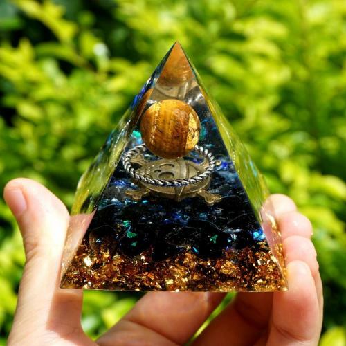 Home Decor | #105-Handmade Obsidian & Tiger Eye Silver Ring Crystal Sphere ‘COURAGE’ ORGONITE Pyramid Accessories Accessories