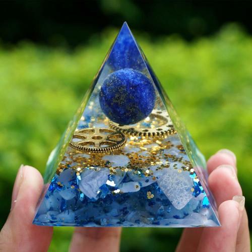 Home Decor | #116-Handmade Lapis Lazuli & Blue Chalcedony Crystal Sphere ‘UBER MEMORY ‘ ORGONITE Pyramid Accessories Accessories