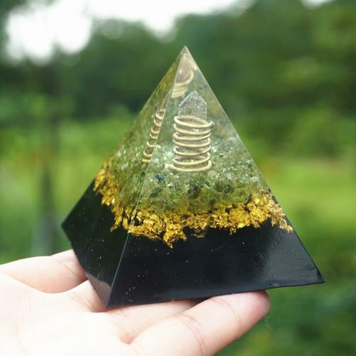 Home Decor | #246- Handmade Peridot, Shungite & Rose Quartz Point ‘RELIEVE EMOTIONAL STRESS’ ORGONITE Pyramid Accessories Accessories