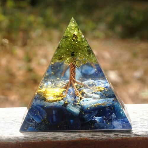 Home Decor | #28-Handmade Kyanite & Peridot TREE of LIFE ‘ ULTIMATE ALIGNMENT’ ORGONITE Pyramid Accessories Accessories