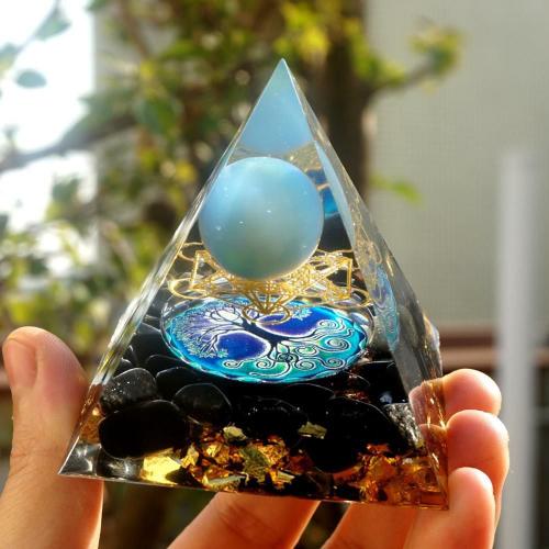 Home Decor | #40- Handmade Obsidian & Blue Lace Agate ‘SERENITY’ ORGONITE Pyramid Accessories Accessories