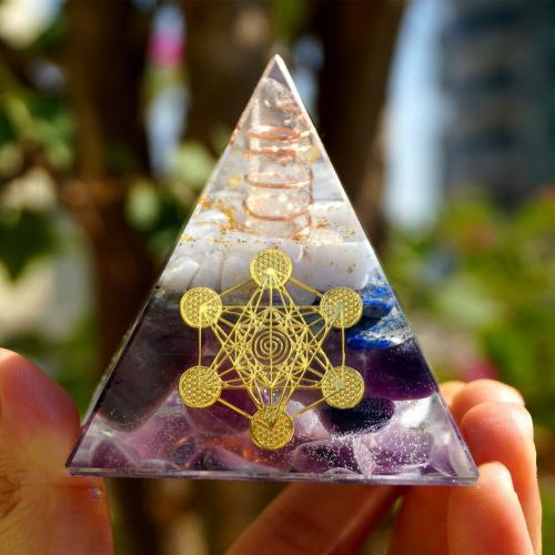 Home Decor | #41-Handmade Lapis Lazuli,Fluorite & Clear Quartz Point ‘POSITIVITY’ ORGONITE Pyramid Accessories Accessories