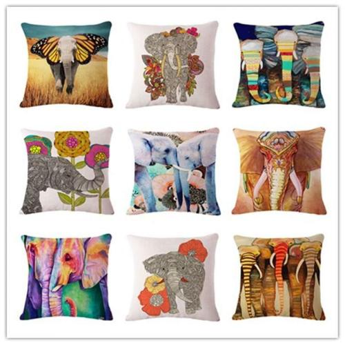 Home Decor | Colorful Elephant Linen Cotton Cushion Pillow Cover Home Decor Home Decor