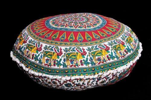 Home Decor | Polyester Cotton Round Indian Mandala Design Cushion Cover Home Decor Home Decor