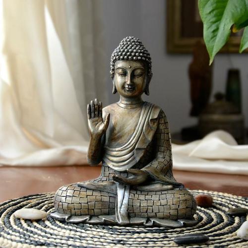 Home Decor | Vintage Bronze Look Buddha Statue in Abhaya Mudra (gesture) representing ‘ FEARLESSNESS’ Buddha Lovers Buddha Lovers