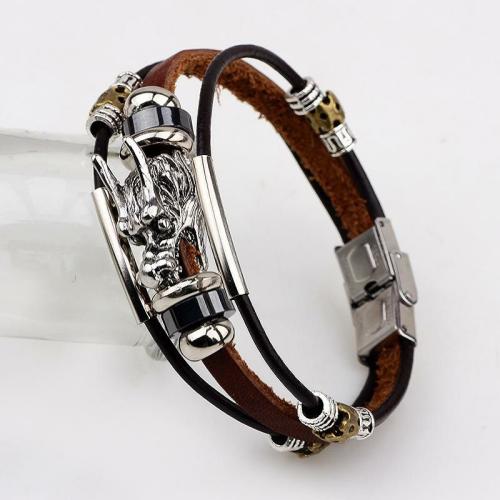 Leather Jewelry Collection | Mens’ Tibetan Dragon Leather Bracelet For Men Leather Jewelry Collection