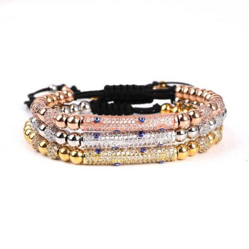 Luxury Collection | Luxury Cubic Zirconia Pave MINI EVIL EYES Stainless Steel Bead Bracelet-3 colors For Men Luxury Collection