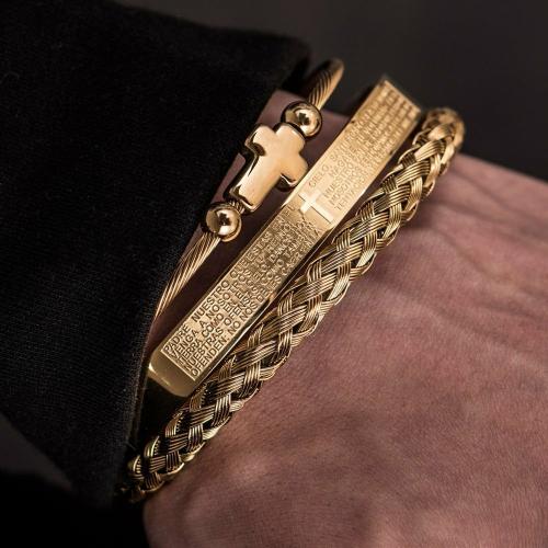 Luxury Collection | Men’s Luxury 3 Pc Stainless Steel Cross & Braided Bracelet Set Bracelets Bracelets