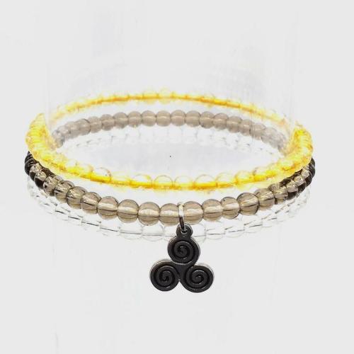 Minimalist Collection | BALANCE & POSITIVITY-Smoky Quartz,Clear Quartz & Citrine- 3/pc "MIGHTY MINIS " Healing Energy Stone Bracelets For Men Minimalist Collection