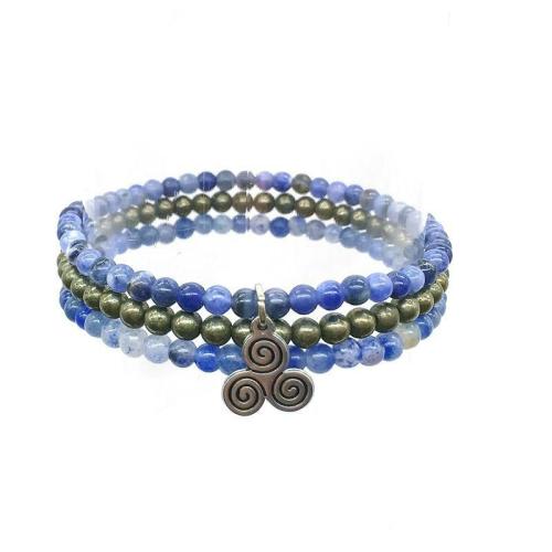 Minimalist Collection | EXPRESSION & WILLPOWER-Blue Aventurine, Sodalite & Pyrite- 3/pc "MIGHTY MINIS " Healing Energy Stone Bracelets For Men Minimalist Collection