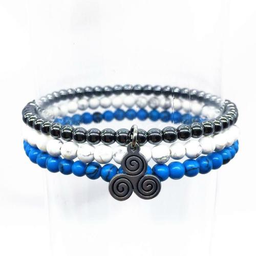 Minimalist Collection | RELAX & SLEEP! -Hematite, Turquoise & Howlite- 3/pc *MIGHTY MINIS* Healing Energy Stone Bracelets For Men Minimalist Collection