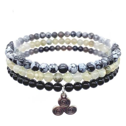 Minimalist Collection | STRENGTH & PROTECTION-Snowflake Obsidian,Labradorite & Onyx- 3/pc "MIGHTY MINIS " Healing Energy Stone Bracelets For Men Minimalist Collection