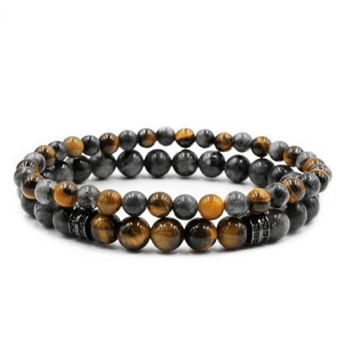 Minimalist Collection | Tiger Eye & Labradorite Stone TRANSFORMATION Mens 2 pc Bracelet Set For Men Minimalist Collection