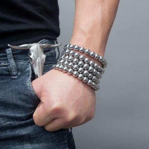 Multifunctional Jewelry | EDC Stainless Steel Bead Multi Functional Bracelet on High Tensile Steel Rope-6, 8 or 10mm Beads For Men Multifunctional Jewelry