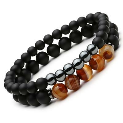 Natural Stone Collection | 2 Pc/Set of Elegant Men’s Natural Stone Energy Bracelets For Men Natural Stone Collection