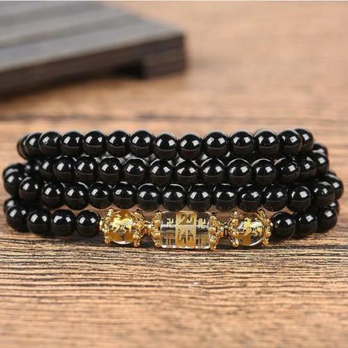 Natural Stone Collection | 2022- YEAR of the TIGER Obsidian Chinese Horoscope Animal Wrap Bracelet For Men Natural Stone Collection